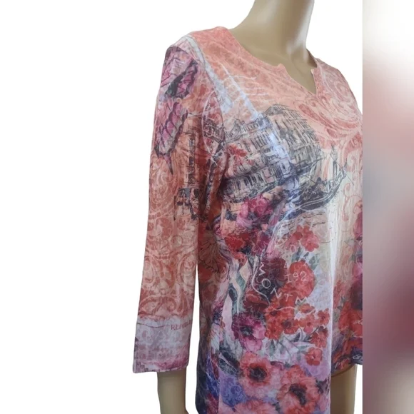 Christopher & banks women's floral and butterfly long sleeve blouse shirt small - Picture 7 of 10